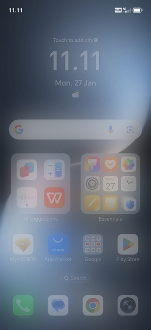Slide down the top menu