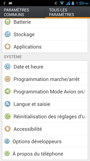 Sélectionnez À propos du téléphone