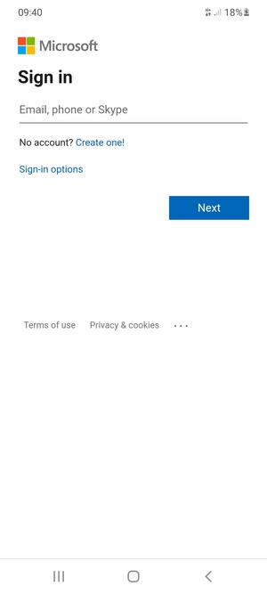 Enter your Hotmail address and select Next
