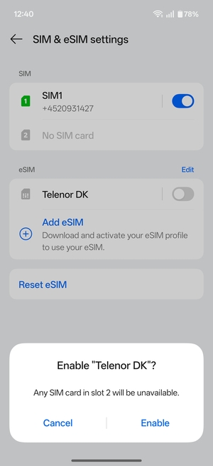 Select Enable
