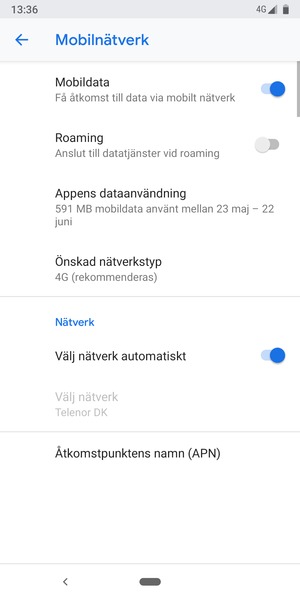 Stäng av Välj nätverk automatiskt