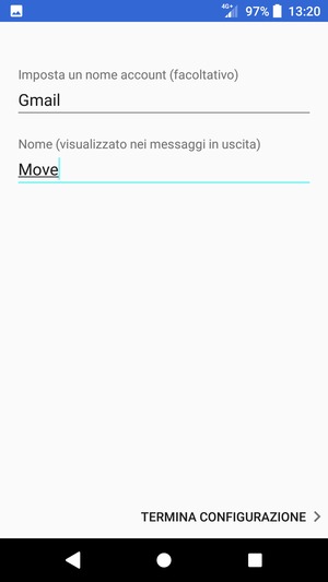 Scegli un nome per il tuo account e seleziona TERMINA CONFIGURAZIONE