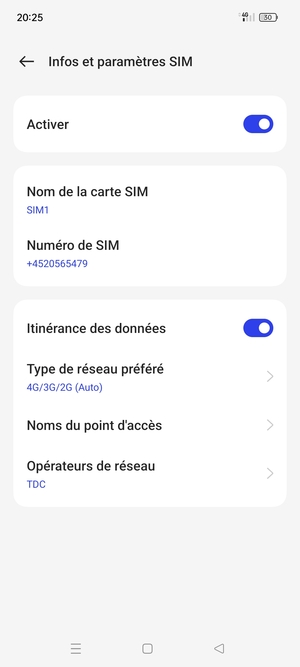 Activer ou désactiver Itinérance des données