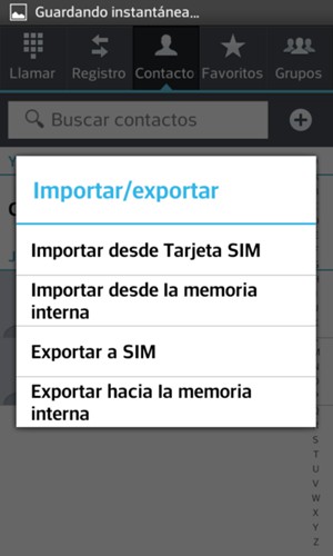 Seleccione Importar desde Tarjeta SIM