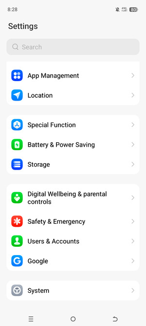 Return to the Settings menu and select Users & Accounts