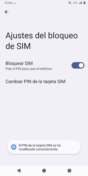 Su PIN de la tarjeta SIM ha sido cambiado