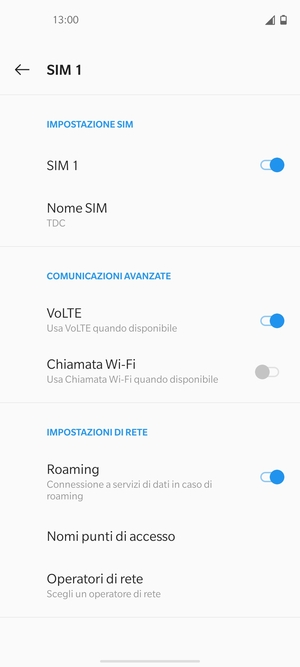 Attiva o disattiva Roaming