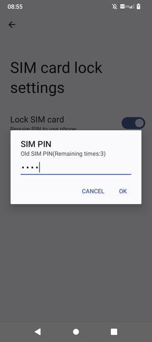 Enter your Old SIM PIN and select OK
