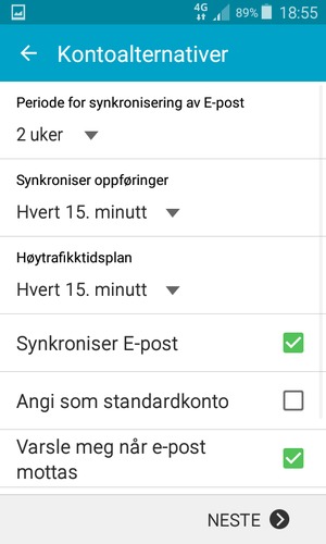 Velg NESTE