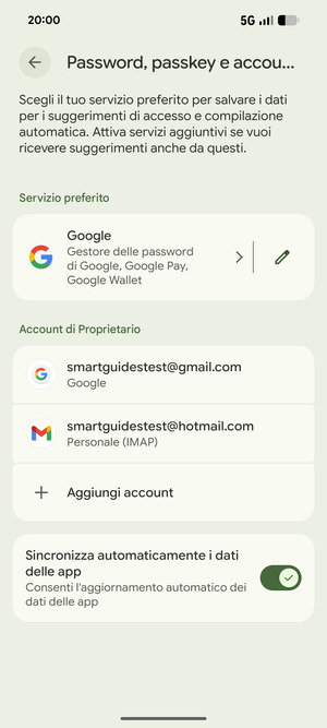 Seleziona il tuo account Google