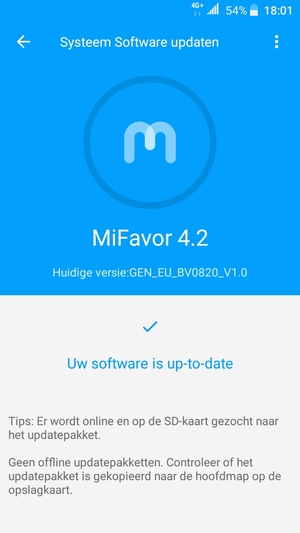 Als uw telefoon up-to-date is, zult u het volgende scherm zien