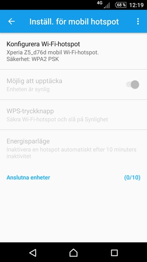 Välj Konfigurera Wi-Fi-hotspot