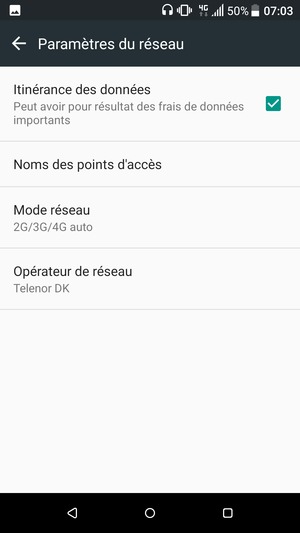 Activar o desactiver Itinérance des données