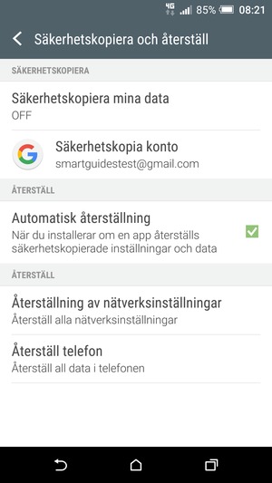 Välj Säkerhetskopiera mina data