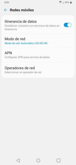 Activar o desactivar Itinerancia de datos