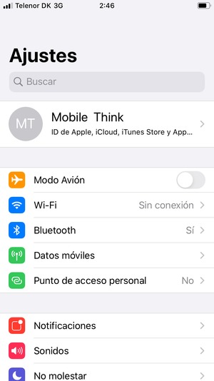Seleccione ID de Apple, iCloud, iTunes  Store y App...