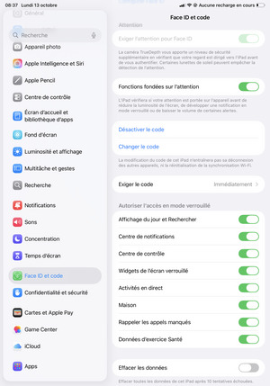 Votre iPad est maintenant sécurisé par un écran de verrouillage