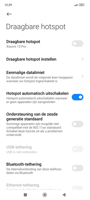 Selecteer Draagbare hotspot instellen