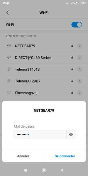 Saisissez le mot de passe du Wi-Fi et sélectionnez Se connecter