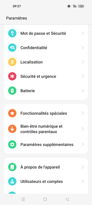 Faites défiler et sélectionnez Mot de passe et Sécurité