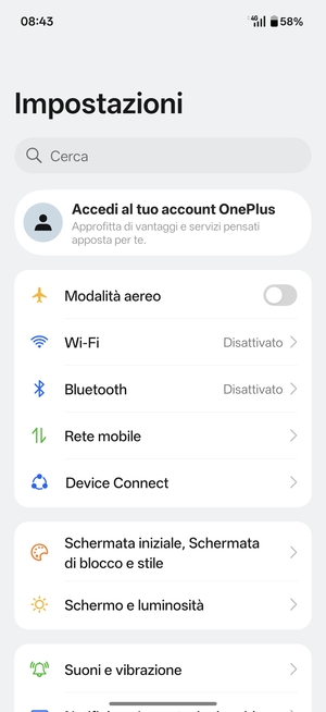 Seleziona Wi-Fi