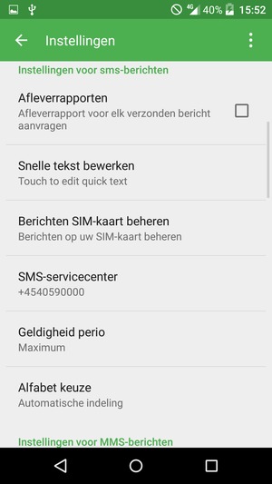 Selecteer SMS-servicecenter