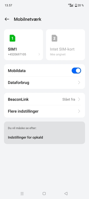 Vælg SIM1 eller SIM2
