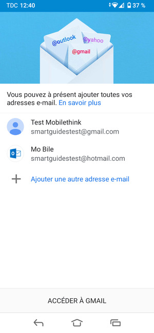 Sélectionnez ACCÉDER À GMAIL