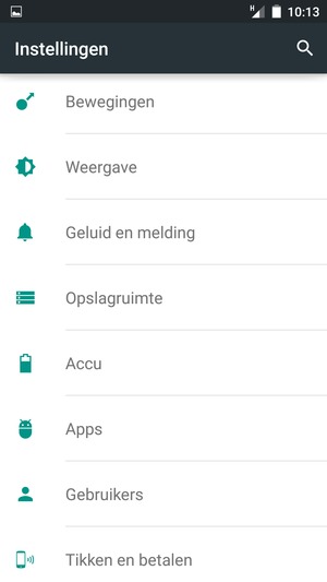 Scroll naar en selecteer Accu