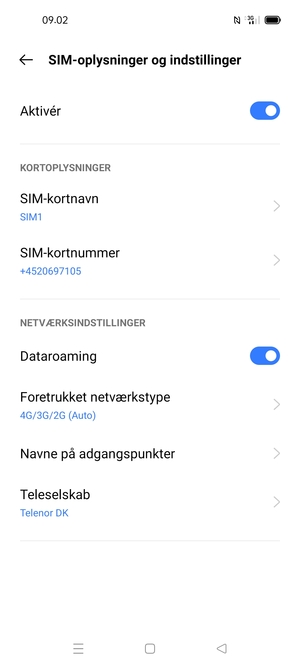 Slå Dataroaming til eller fra
