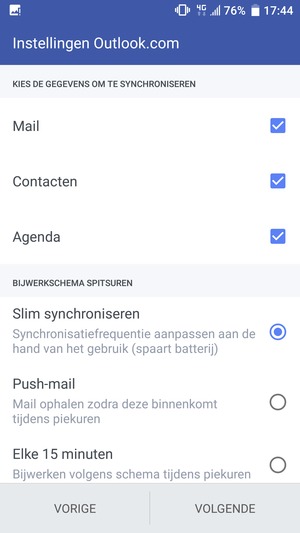 Selecteer VOLGENDE