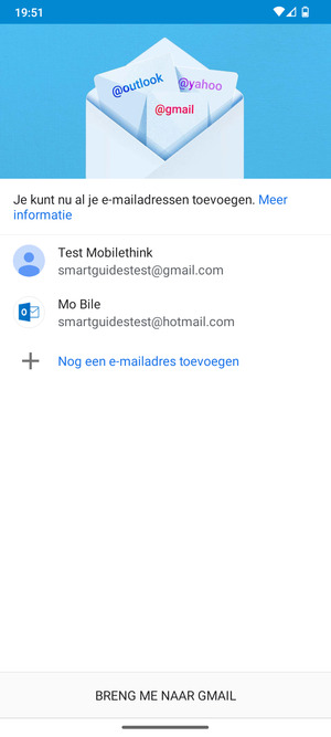 Selecteer BRENG ME NAAR GMAIL