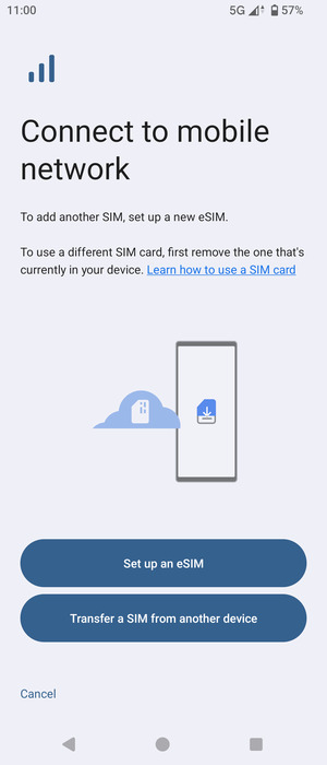 Select Set up an eSIM