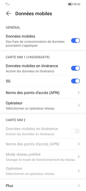 Activer ou désactiver Données mobiles en itinérance