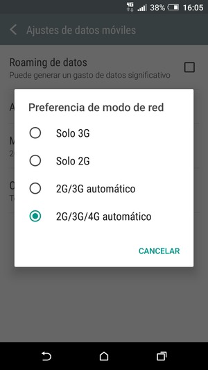 Seleccione Solo 2G para habilitar 2G