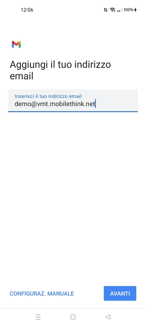 Inserisci il tuo indirizzo email e seleziona AVANTI