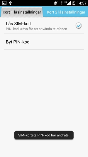 Din PIN-kod för SIM-kort har bytts