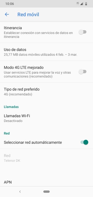 Desactive Seleccionar red automáticamente