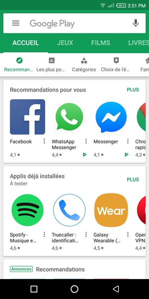 Sélectionnez la barre de Recherche