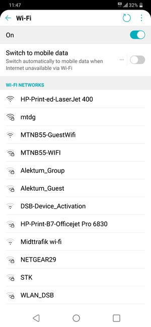 Select the wireless network you want to connect to