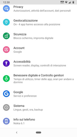 Scorri e seleziona Sicurezza