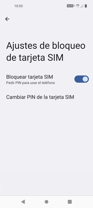 Seleccione Cambiar PIN de la tarjeta SIM