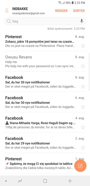 Din Gmail er klar til brug