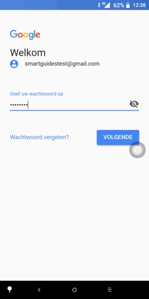 Voer uw wachtwoord in en selecteer VOLGENDE