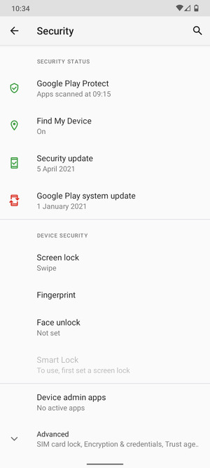 Select Screen lock