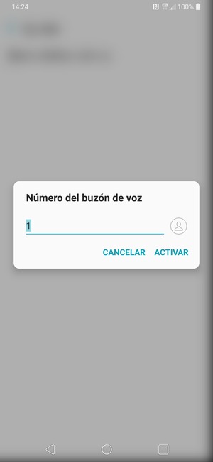 Introduzca el Número del buzón de voz y seleccione ACTIVAR