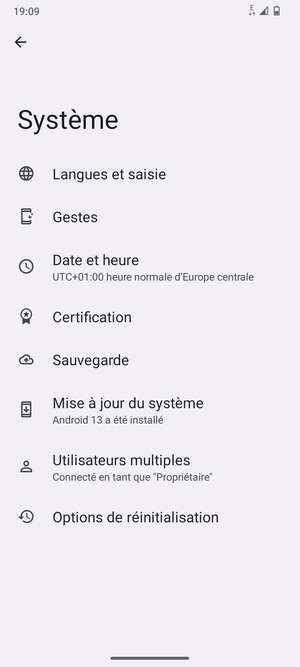 Sélectionnez Mise à jour du système