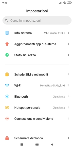 Seleziona Info sistema