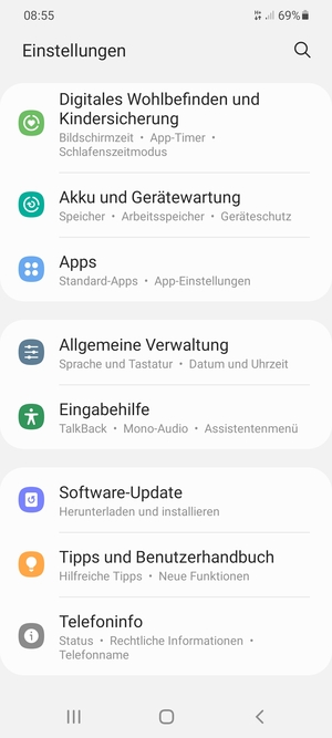 Scrollen Sie und wählen Sie Software-Update