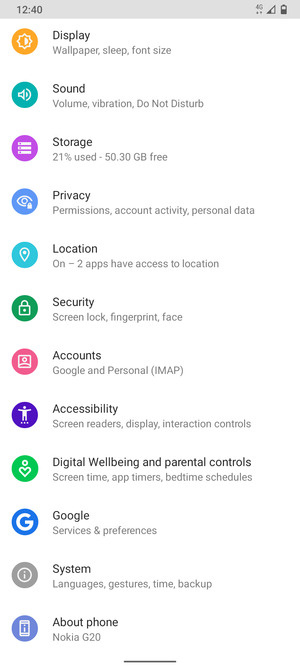 Scroll to and select Accounts